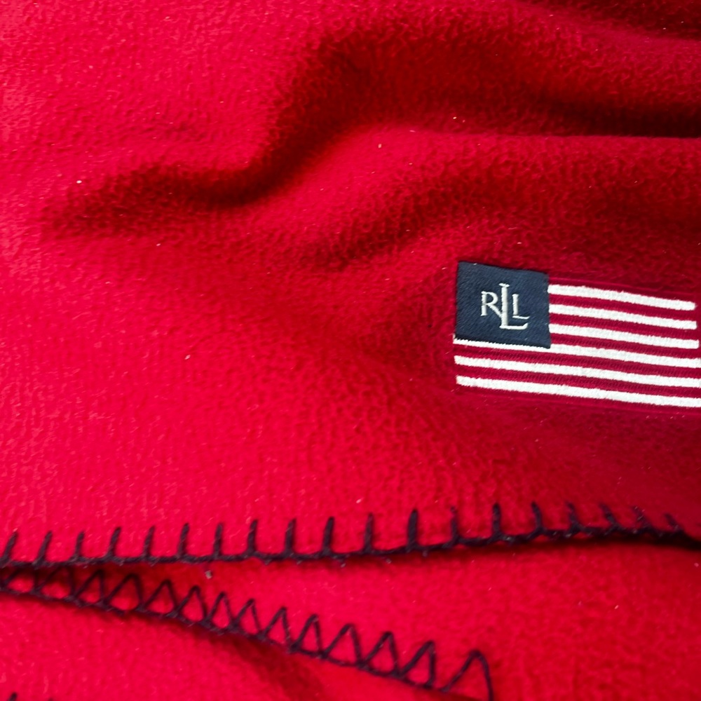 Ralph Lauren Red Throw with Flag Detail